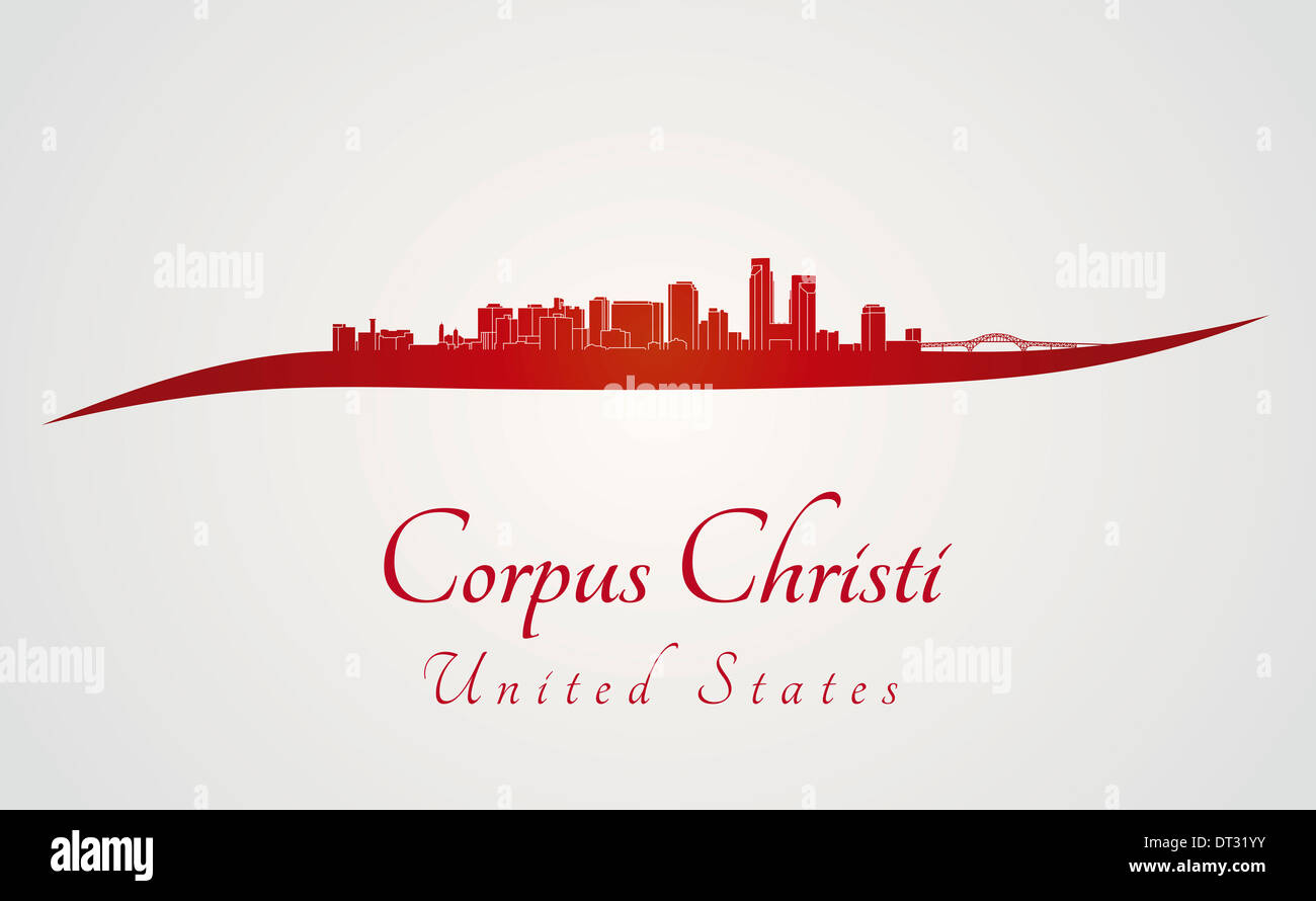 Corpus Christi skyline in red and gray background Stock Photo