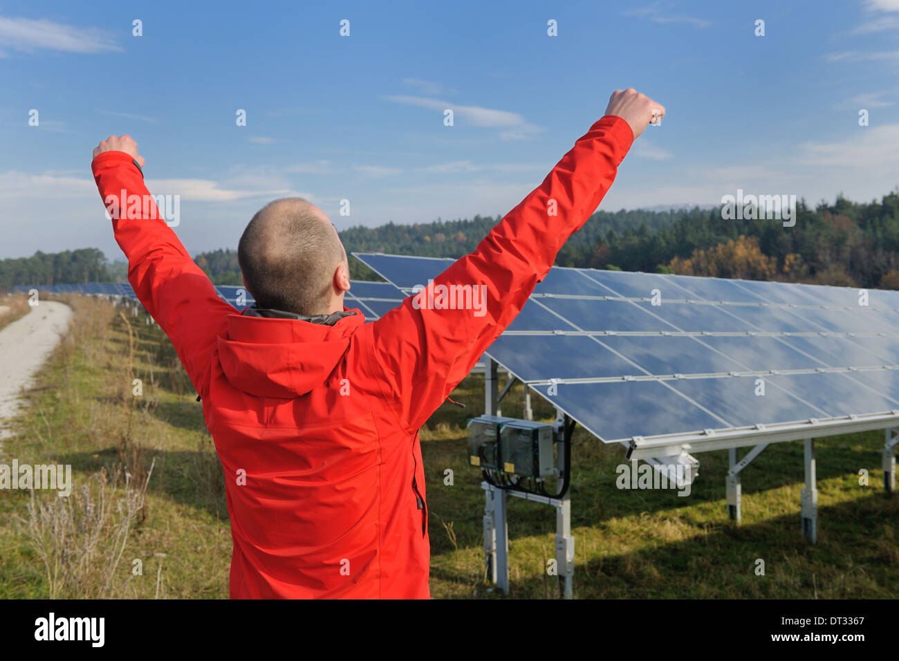 Male solar panel engineer at work place Stock Photo