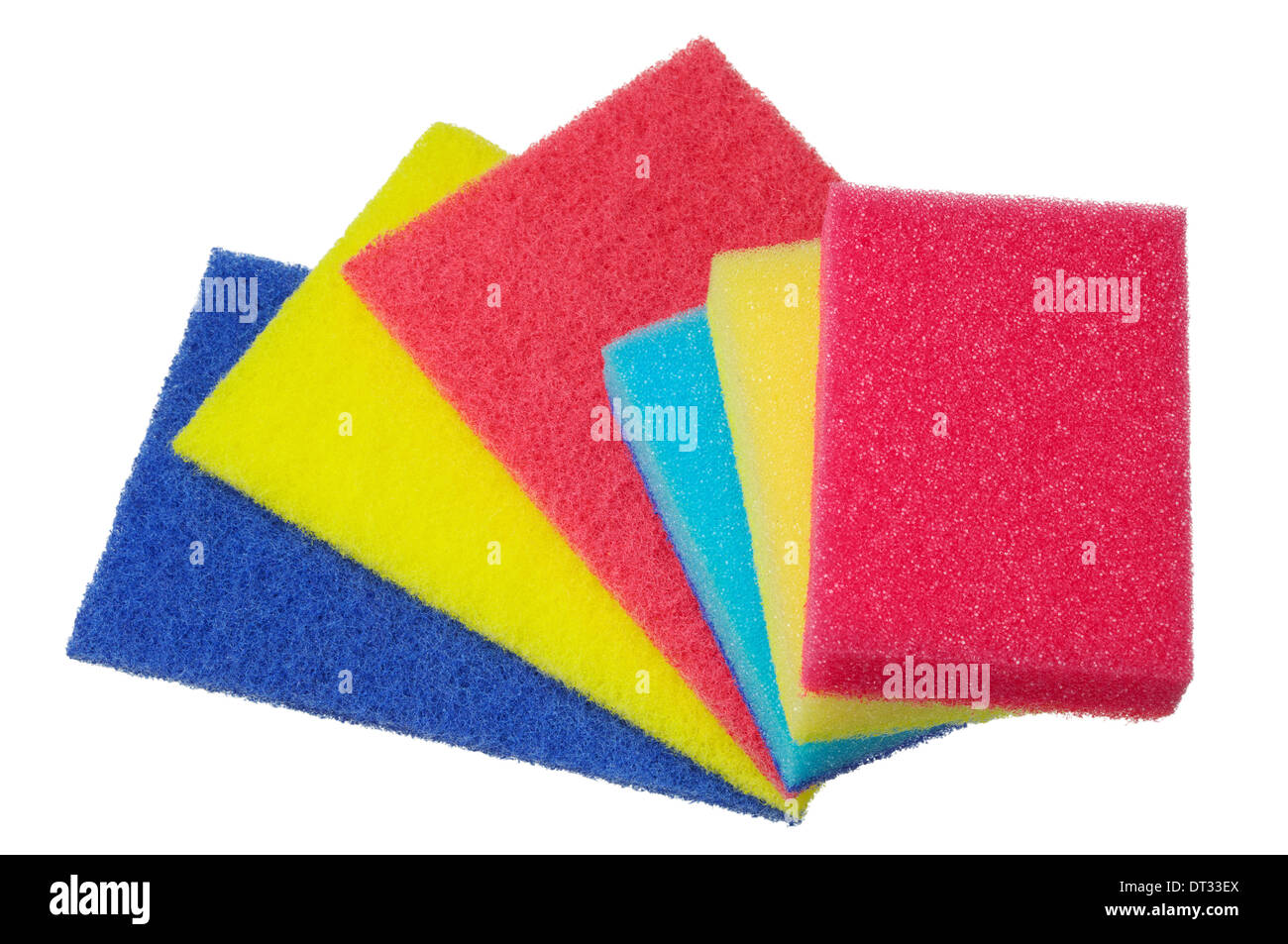 Different multicolorful kitchen sponges for ware washing isolated on a