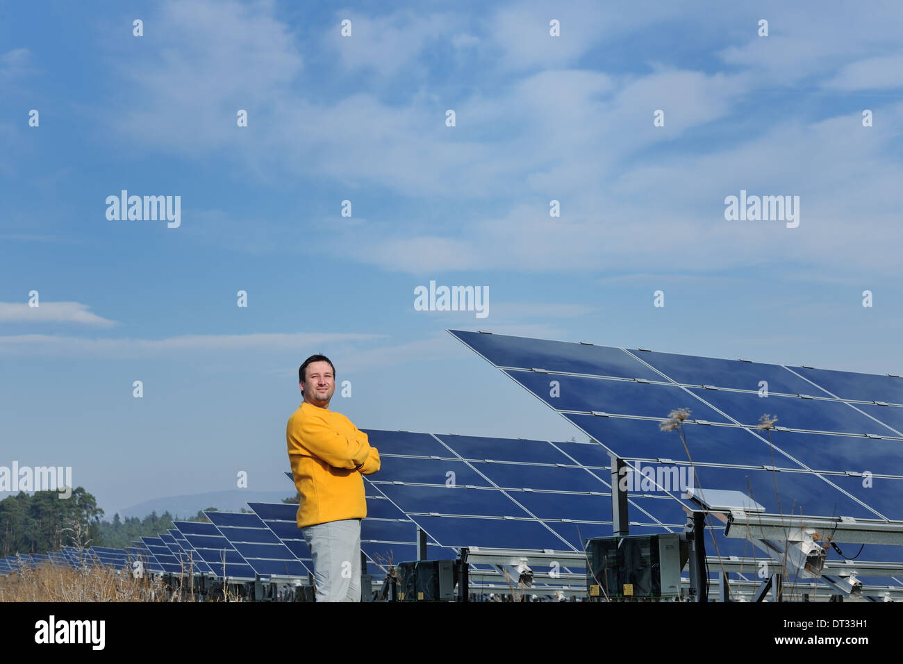 Male solar panel engineer at work place Stock Photo Alamy