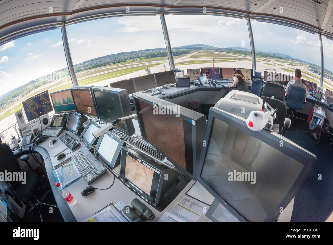 Control tower of Zurich/Kloten international airport. Stock Photo