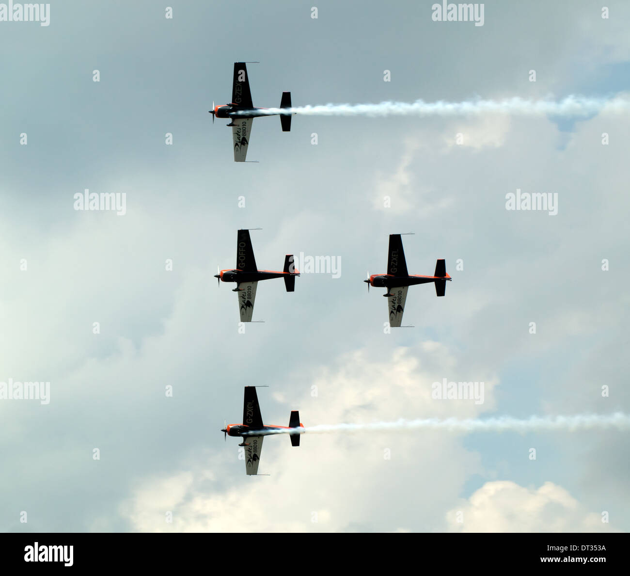 The Blades Aerobatic display team, flying their specially-built Extra 300 LPs', at Biggin Hill Air Show 2007. Stock Photo