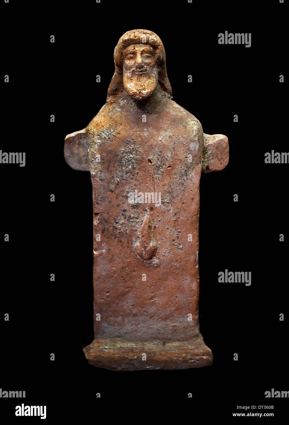 Stone pillar with the head of Hermes 450 BC terracotta from Boeotia  Greek Greece Stock Photo