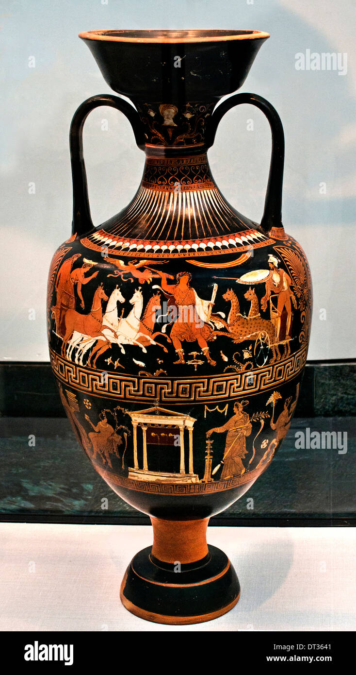 Giants fight Zeus Poseidon Hercules Athena 520 BC amphora Greek Greece Attic Stock Photo