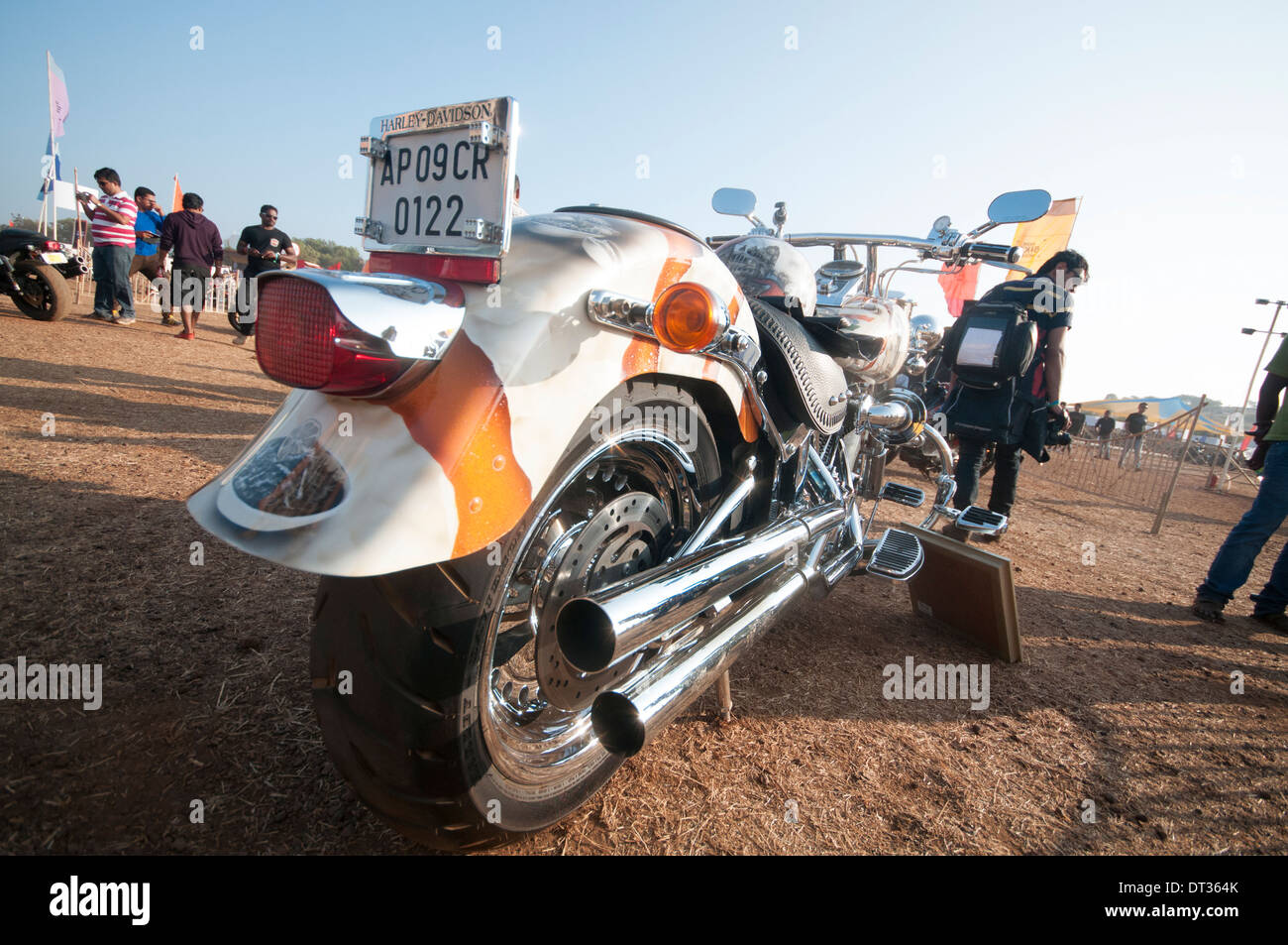 Bikes at the India Bike Week 2014 held at Vagator Beach North Goa in January . Saw around 4000 bikes from across India . Stock Photo