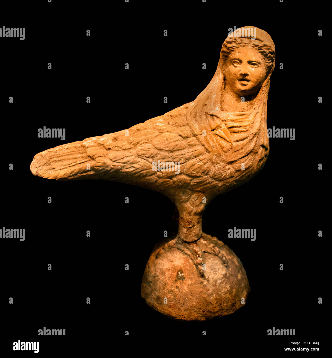Siren (bird with girl head ) Attic Terracotta 300 BC  Greek Greece Stock Photo