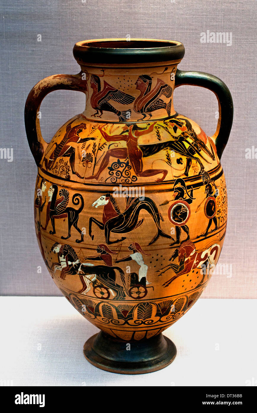 Heracles against the Centaurs 540-530 BC Pontic neck amphora Greek Greece Stock Photo