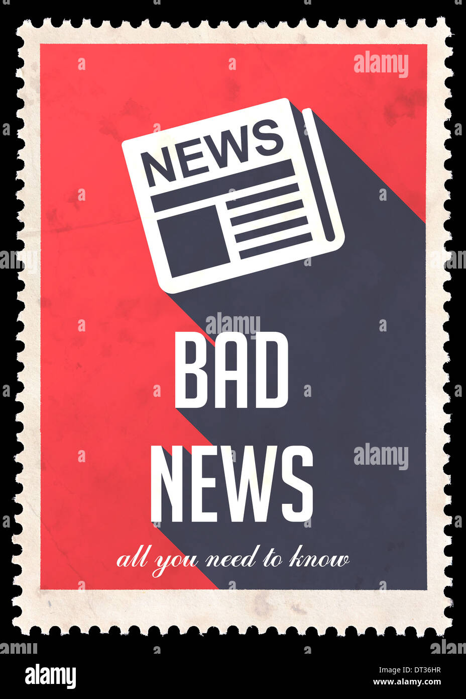 Bad News on Red in Flat Design. Stock Photo