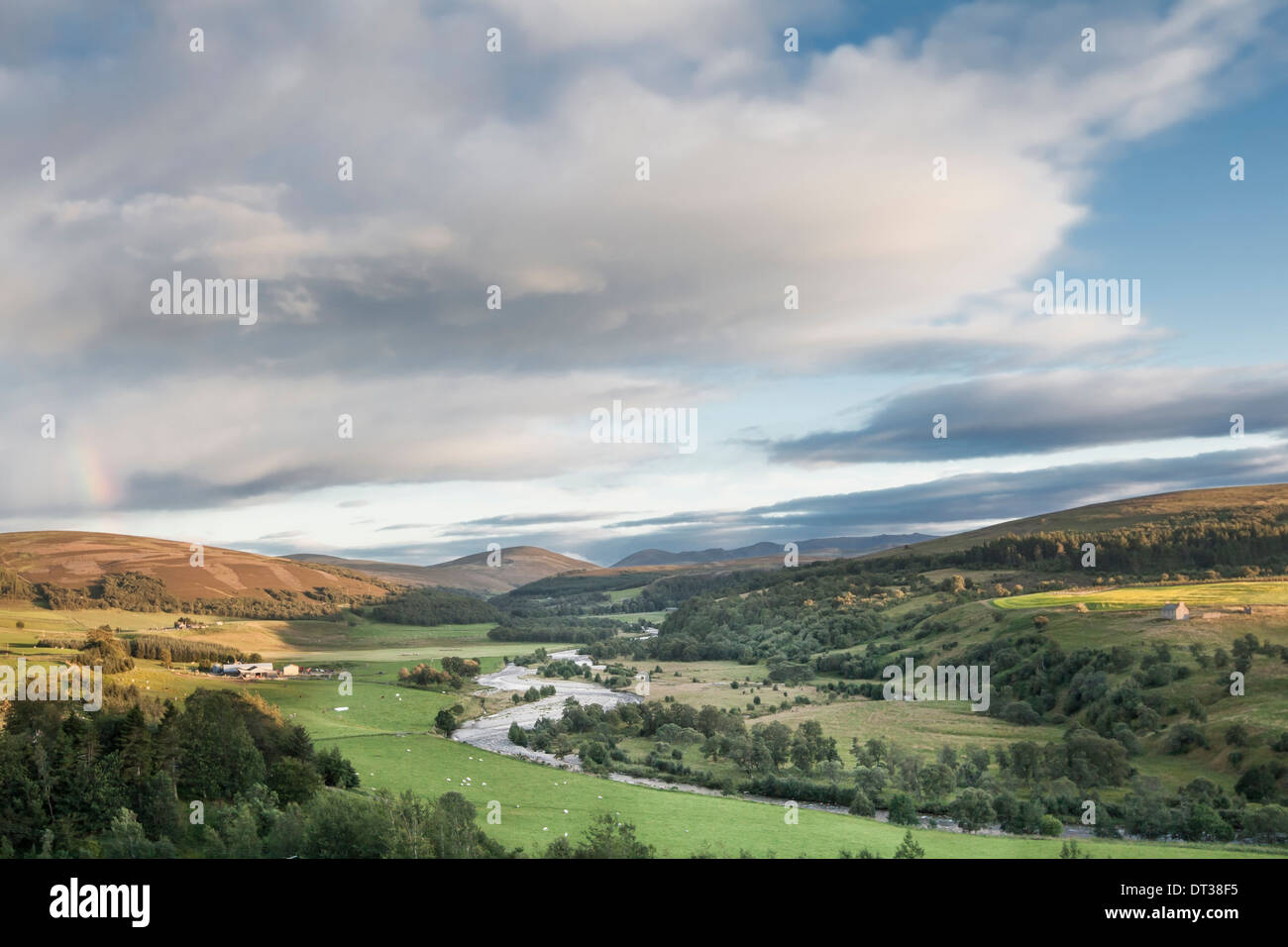 View over Glen Avon from Gaffney Viewpoint at Tomintoul in Scotland. Stock Photo
