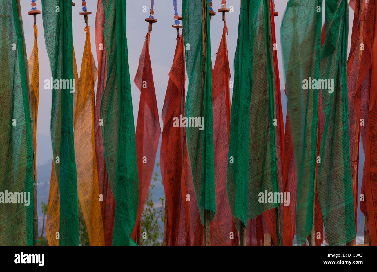 Prayer flags, Paro Valley, Bhutan Stock Photo