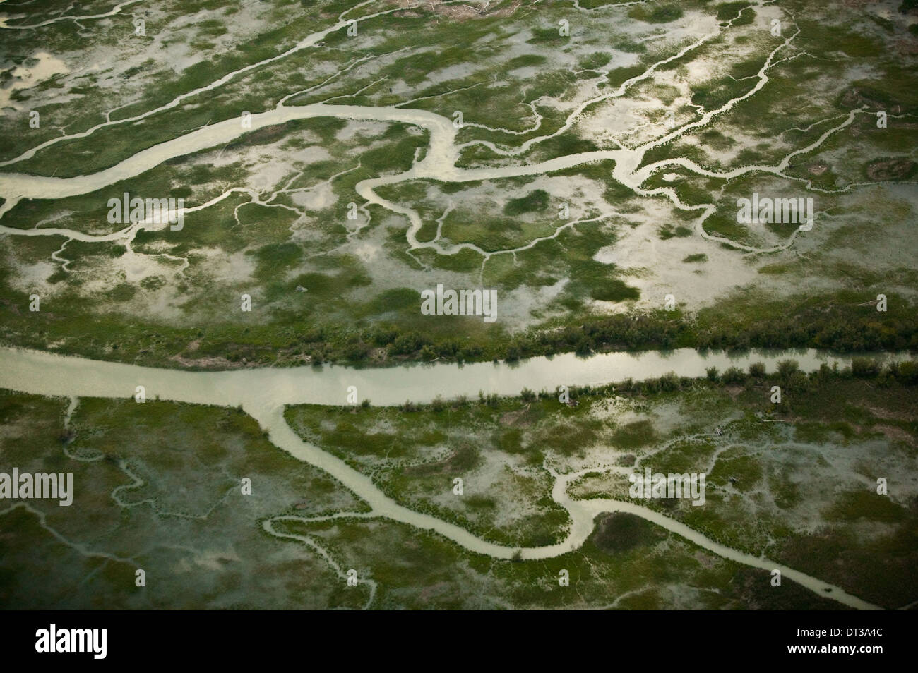 Aerial view of the Fraser River Delta, British Columbia, Canada Stock Photo