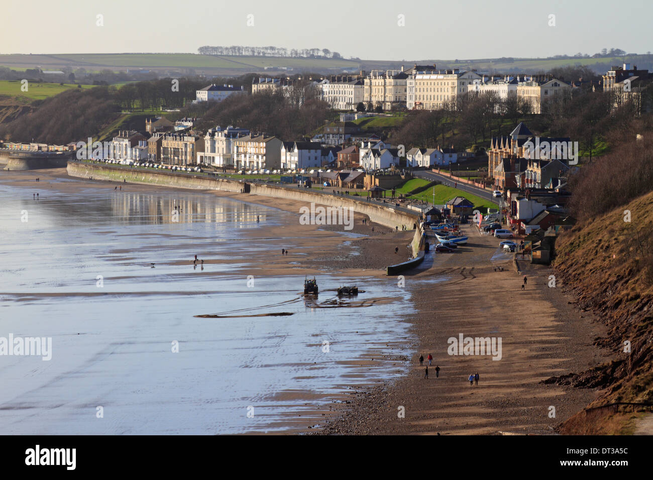 Filey foreshore on a sunny winters day at low tide, Filey, North Yorkshire, England, UK. Stock Photo