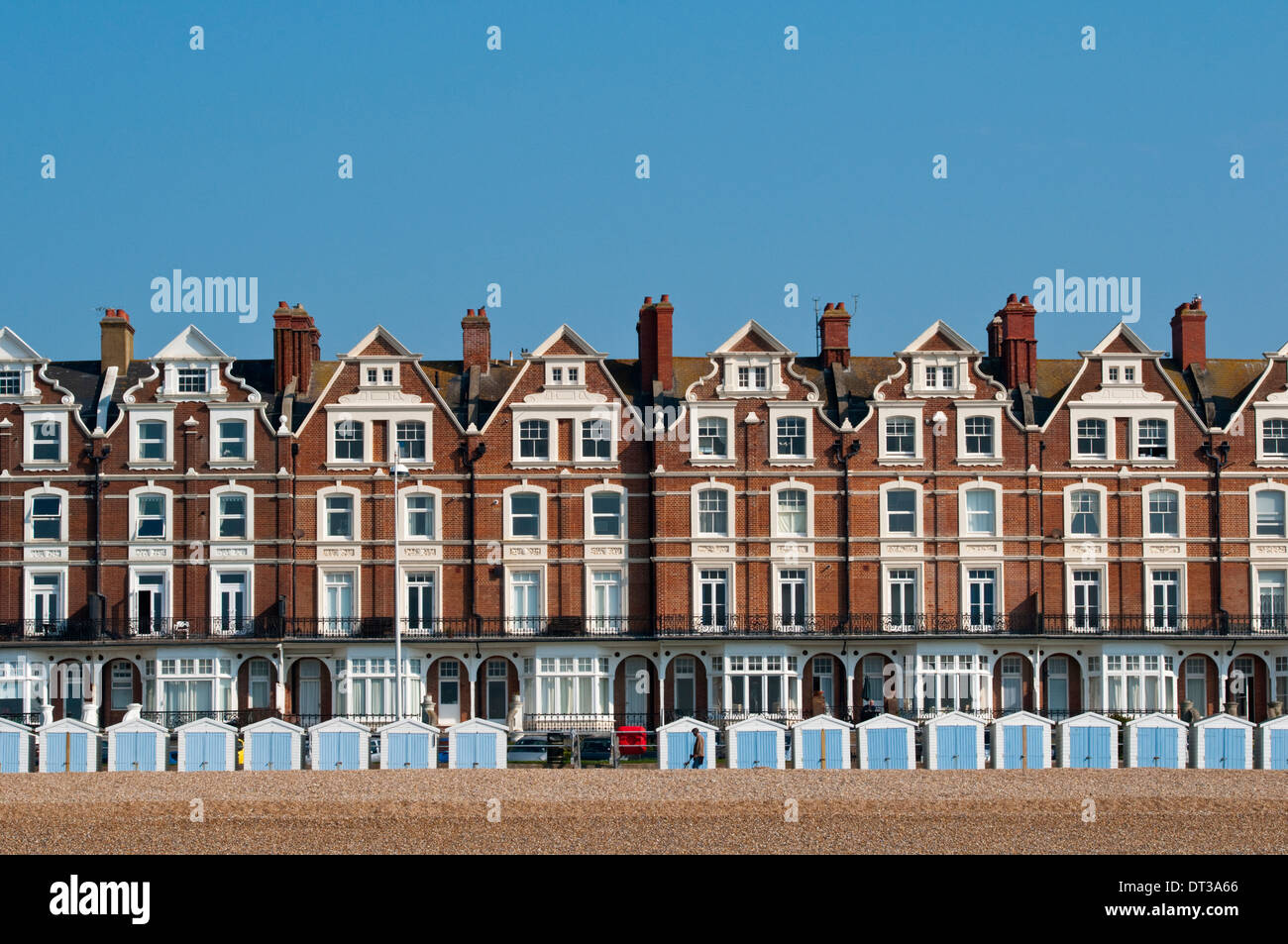 Grade II listed Queen Anne style Victorian terraced houses in Bexhill, East Sussex, England Stock Photo