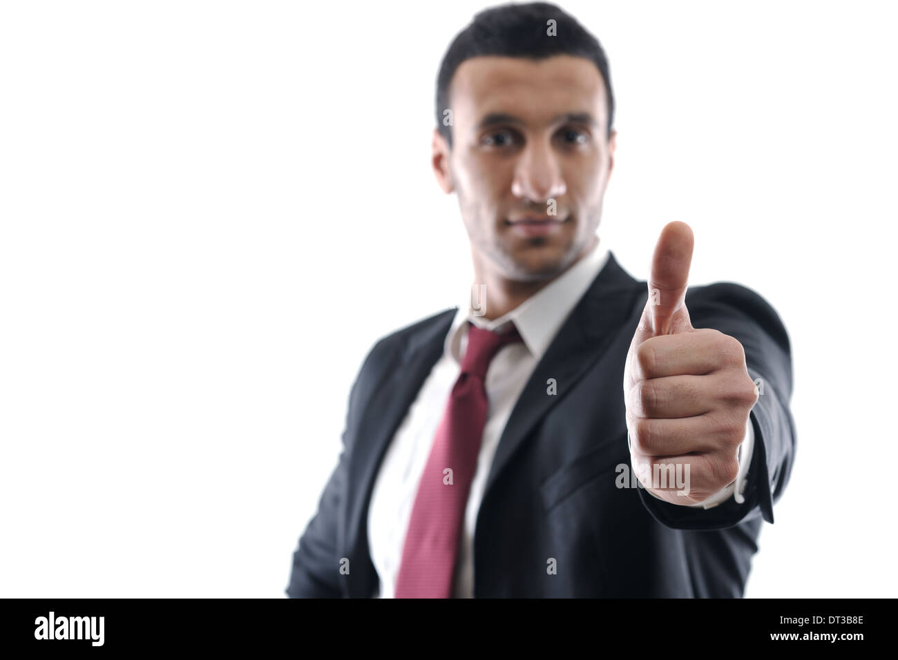 Businessmen making his thumb up saying OK Stock Photo Alamy