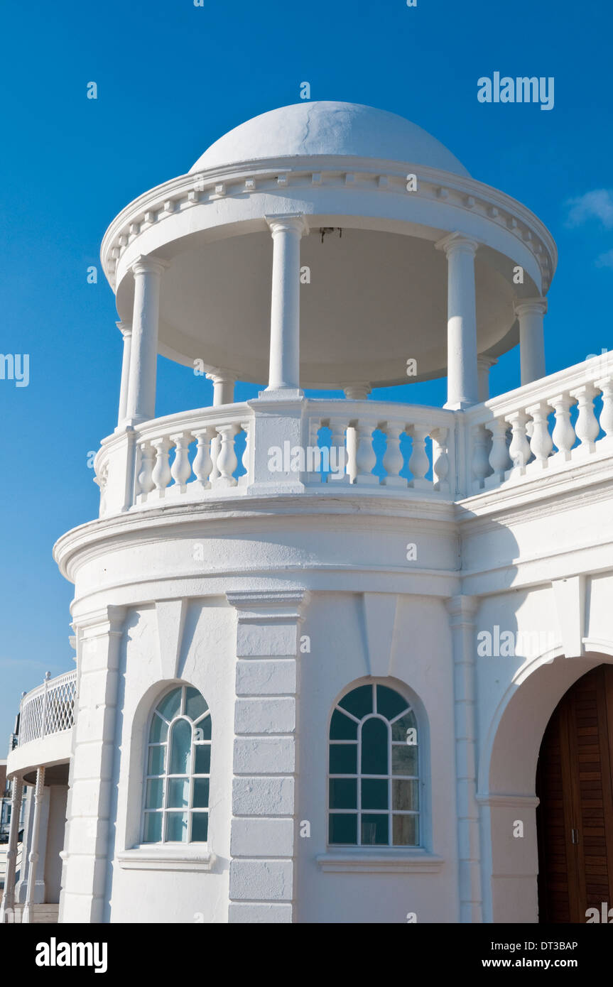 Architectural detail of the  King George V Colonnade on the seafront at Bexhill on Sea, Sussex, England Stock Photo