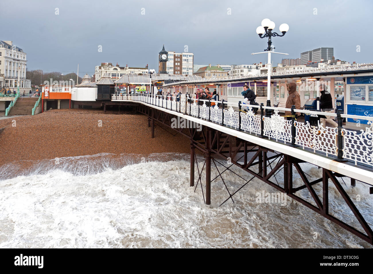 High seas as seen from Brighton Pier during the storms that swept through southern Britain in January and February 2014 Stock Photo