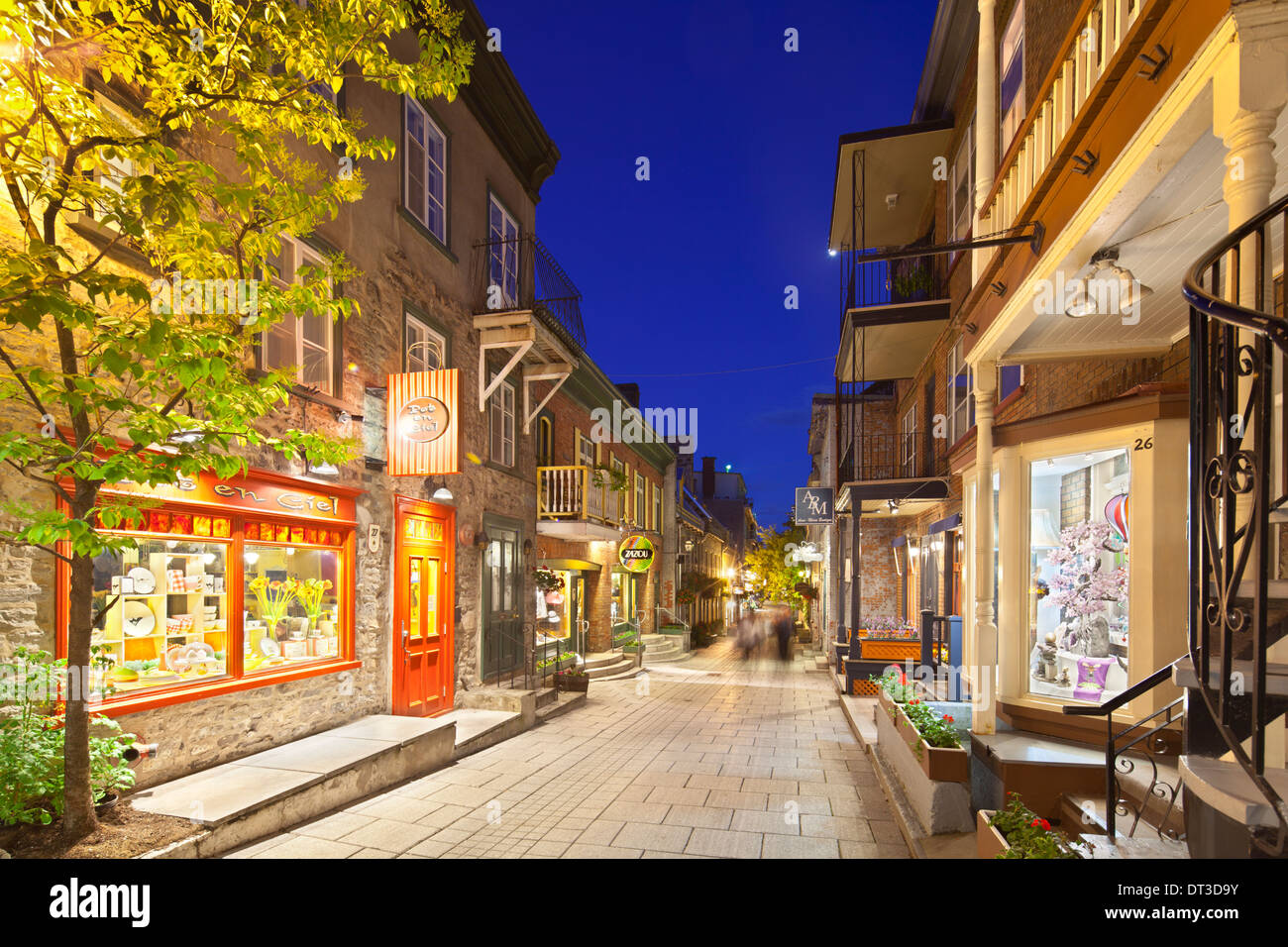 A beautiful shopping street in downtown Quebec City, Canada Stock Photo