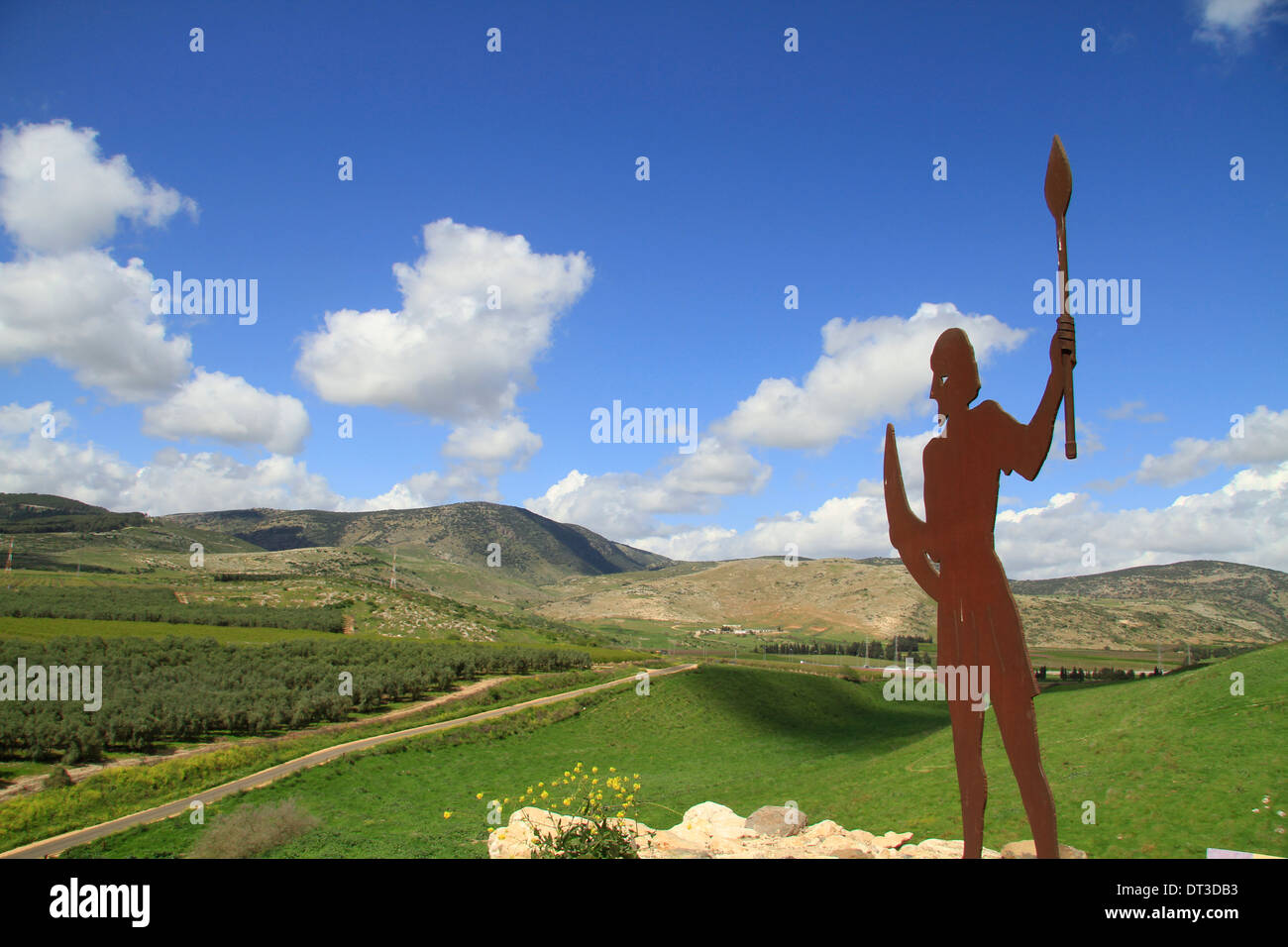 Israel, Tel Hazor in the Galilee, site of the biblical city Hazor overlooking the Hula valley Stock Photo