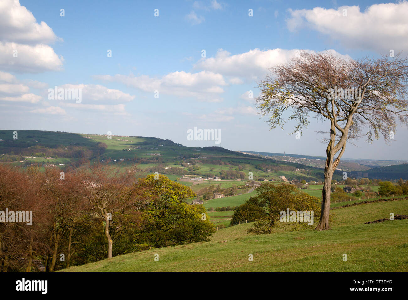 View across the Calder Valley near Mytholmroyd, West Yorkshire Stock Photo