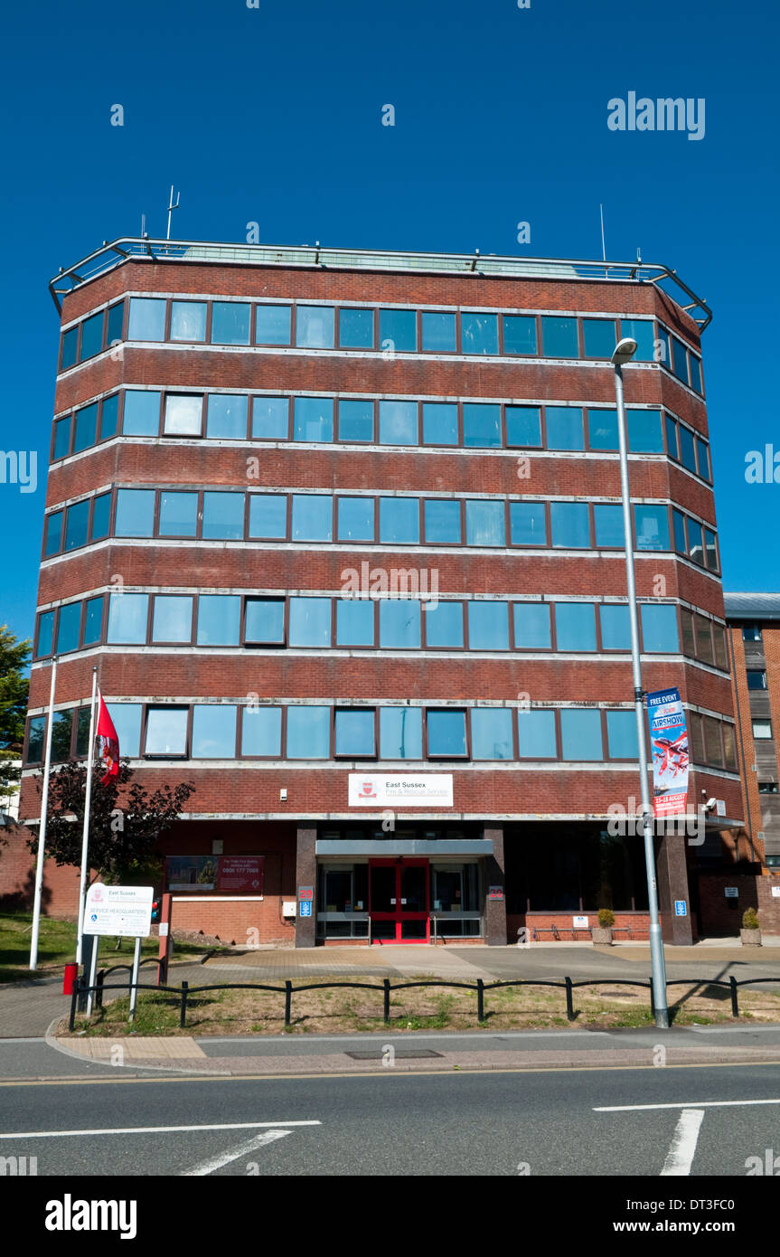 Headquarters of the East Sussex Fire and Rescue Emergency Service in Eastbourne, UK Stock Photo