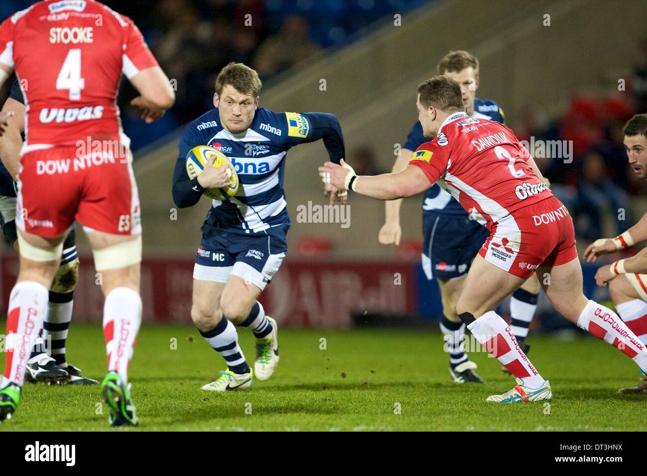 Salford, UK. 07th Feb, 2014. Sale Sharks wing Mark Cueto during the Aviva Premiership Rugby game between Sale Sharks and Gloucester Rugby from the AJ Bell Stadium. Credit:  Action Plus Sports/Alamy Live News Stock Photo