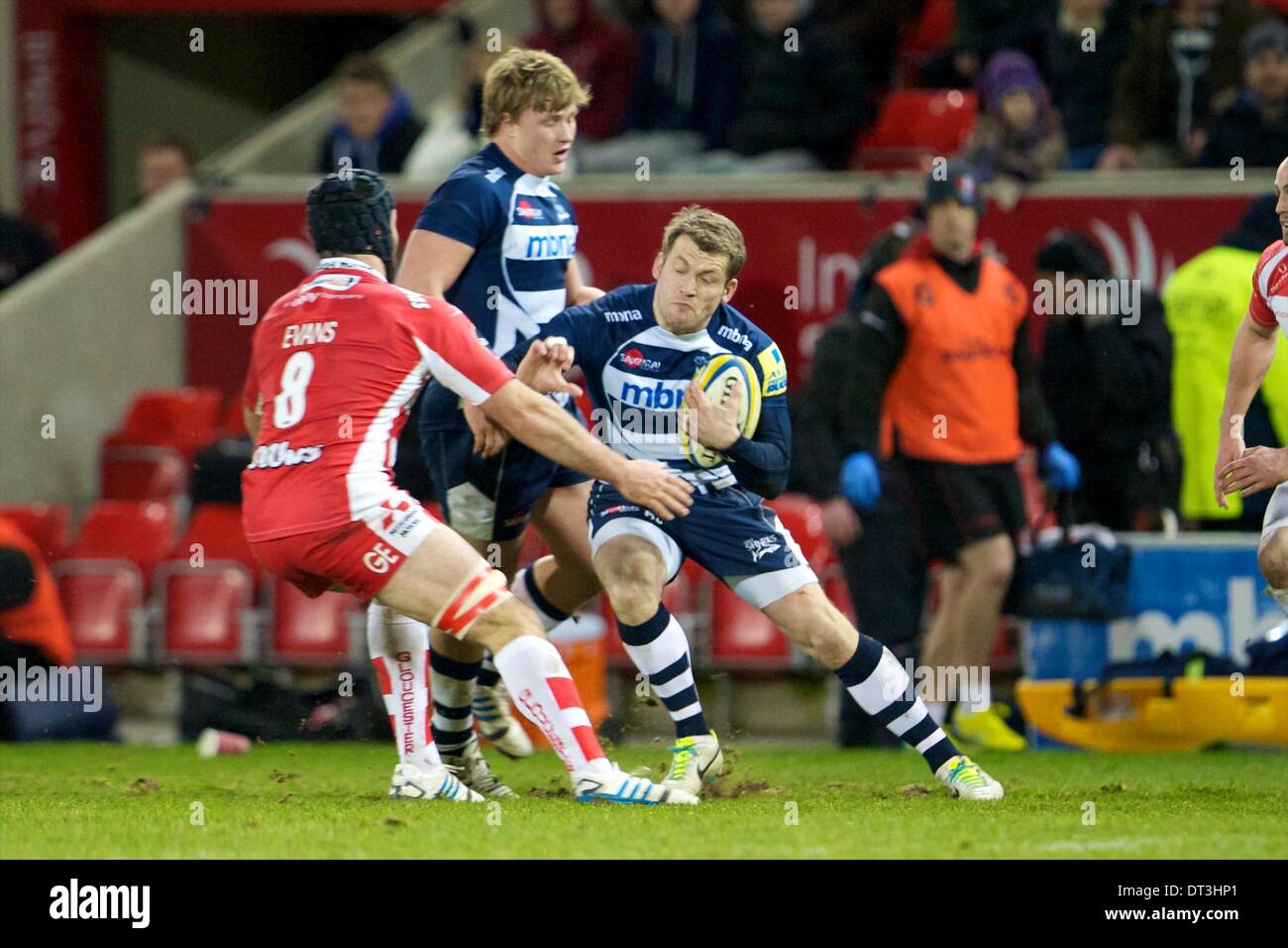 Salford, UK. 07th Feb, 2014. Sale Sharks wing Mark Cueto during the Aviva Premiership Rugby game between Sale Sharks and Gloucester Rugby from the AJ Bell Stadium. Credit:  Action Plus Sports/Alamy Live News Stock Photo