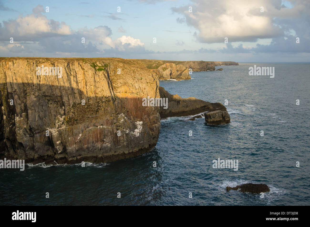 Rocky coast and blue sea in Pembrokeshire Coast National Park Wales United Kingdom UK Stock Photo
