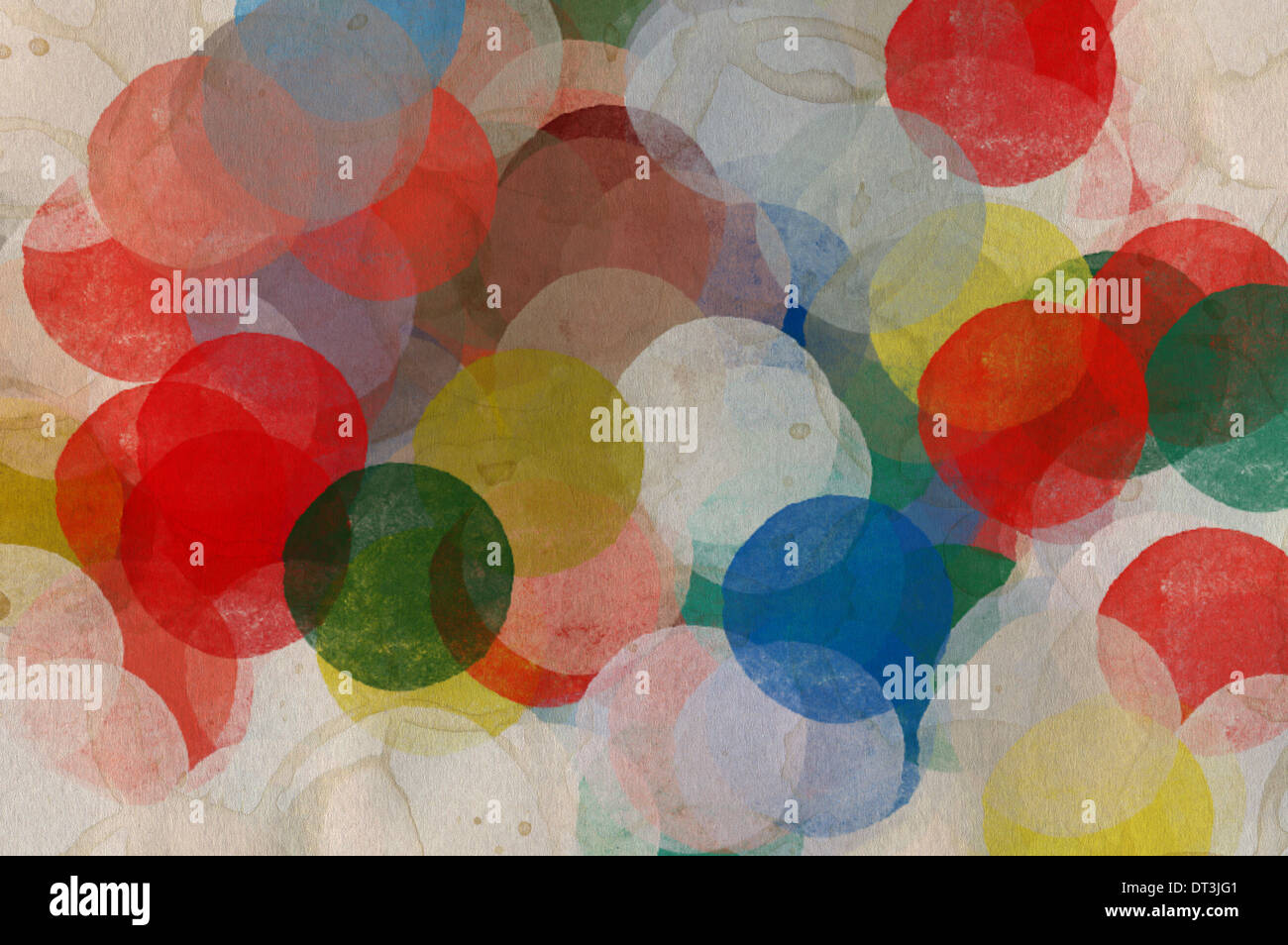 Abstract paint smudged circles illustration. Colorful grungy background. Stock Photo