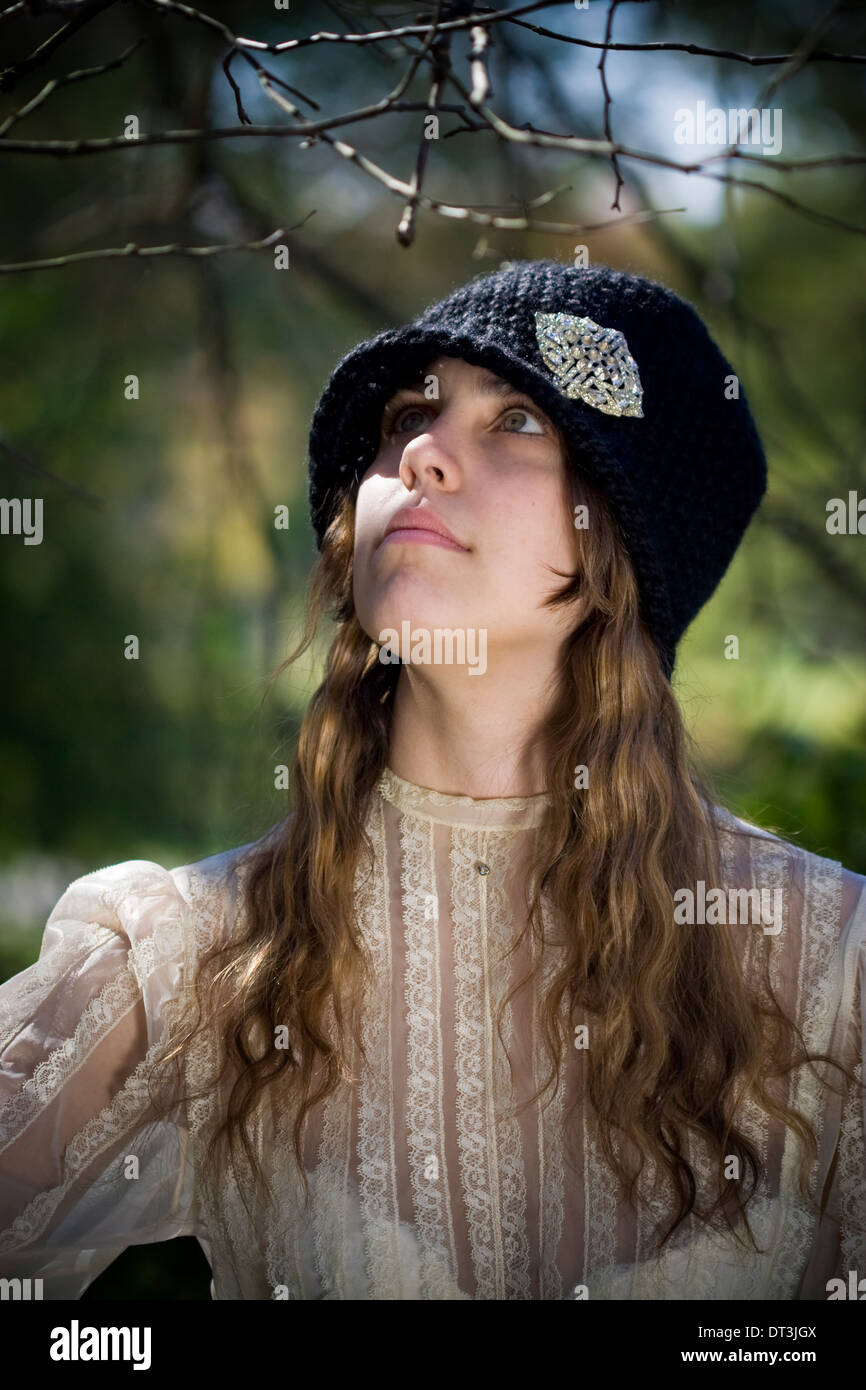 Vintage brooch on woman hi-res stock photography and images - Alamy