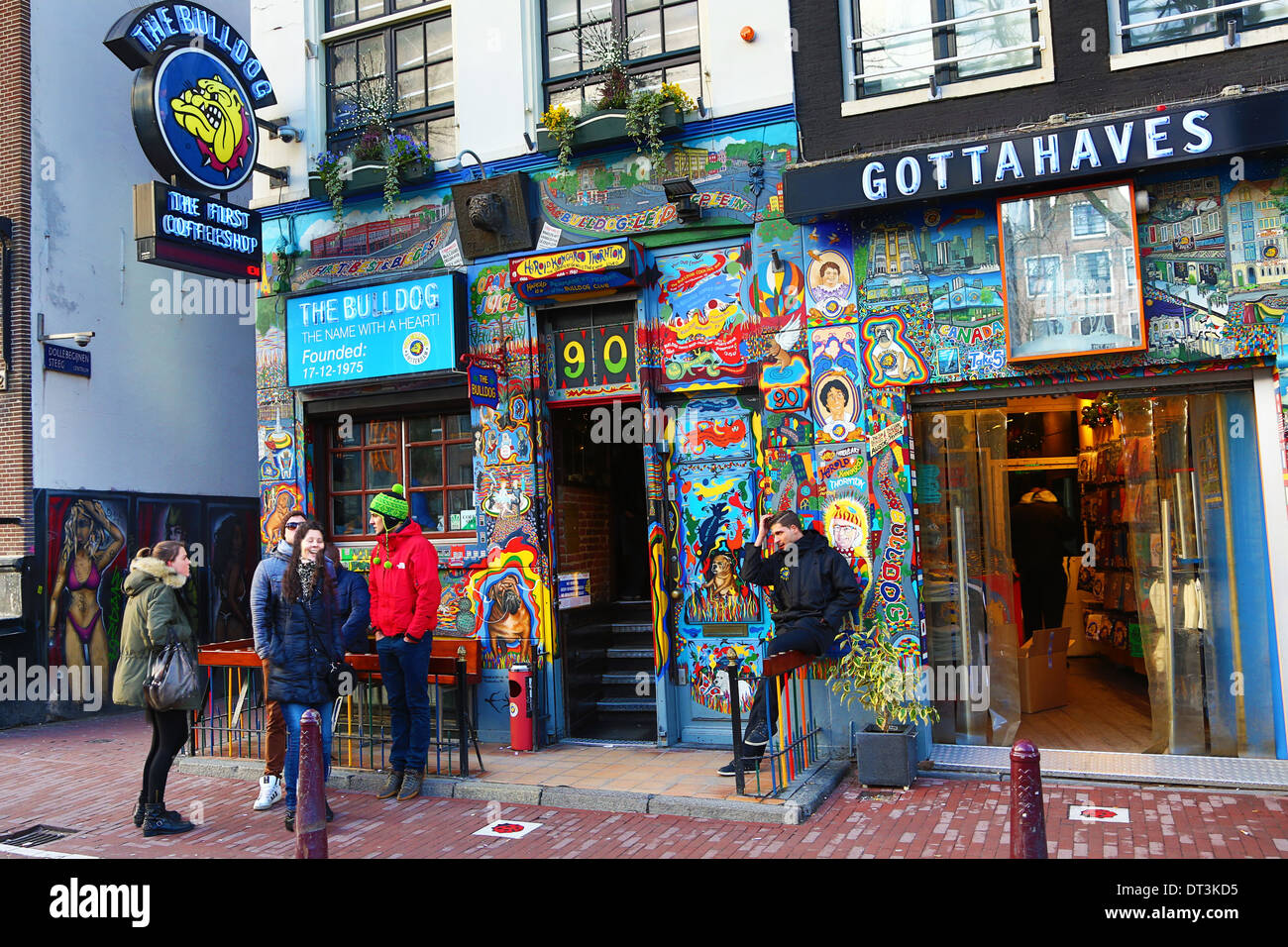 Bulldog coffeeshop where drugs like marijuana are sold legally in Amsterdam, Holland Stock Photo