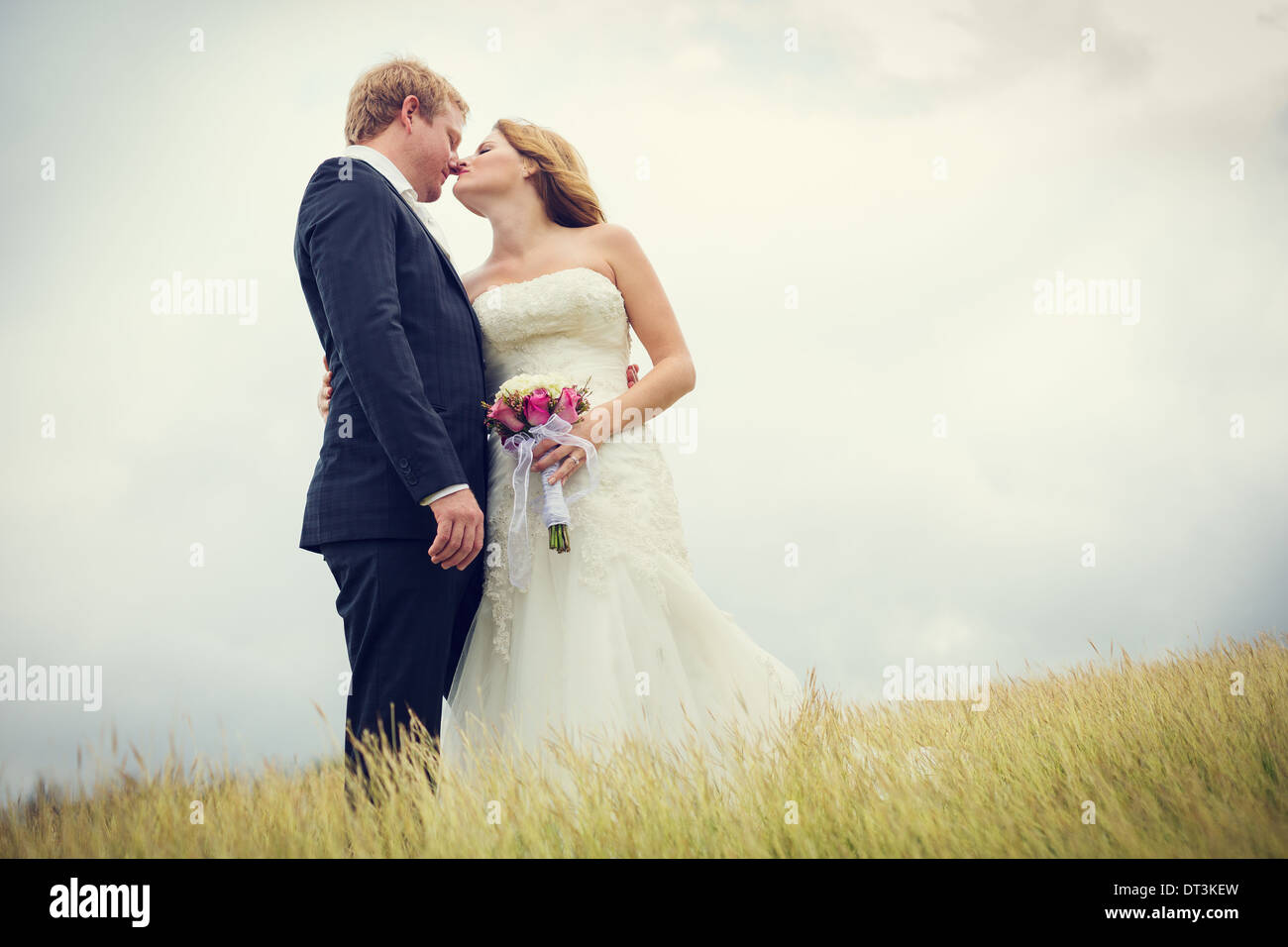 Wedding Couple, Bride and Groom Kissing Stock Photo - Alamy