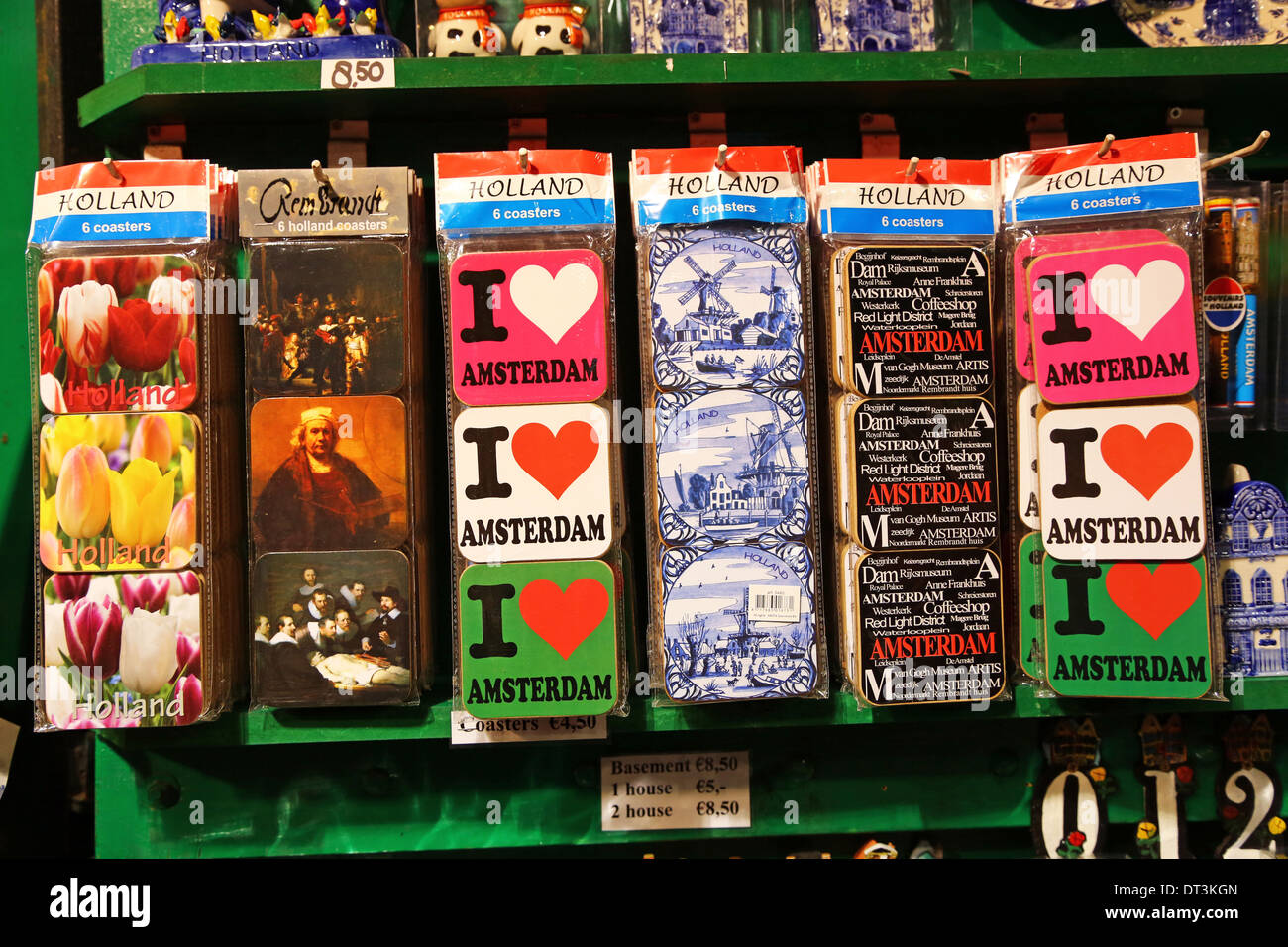 I love Amsterdam souvenir coasters for tourists on sale at a souvenirs