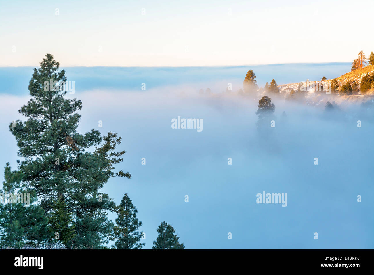 Inversion fog over the city of Boise Idaho Stock Photo