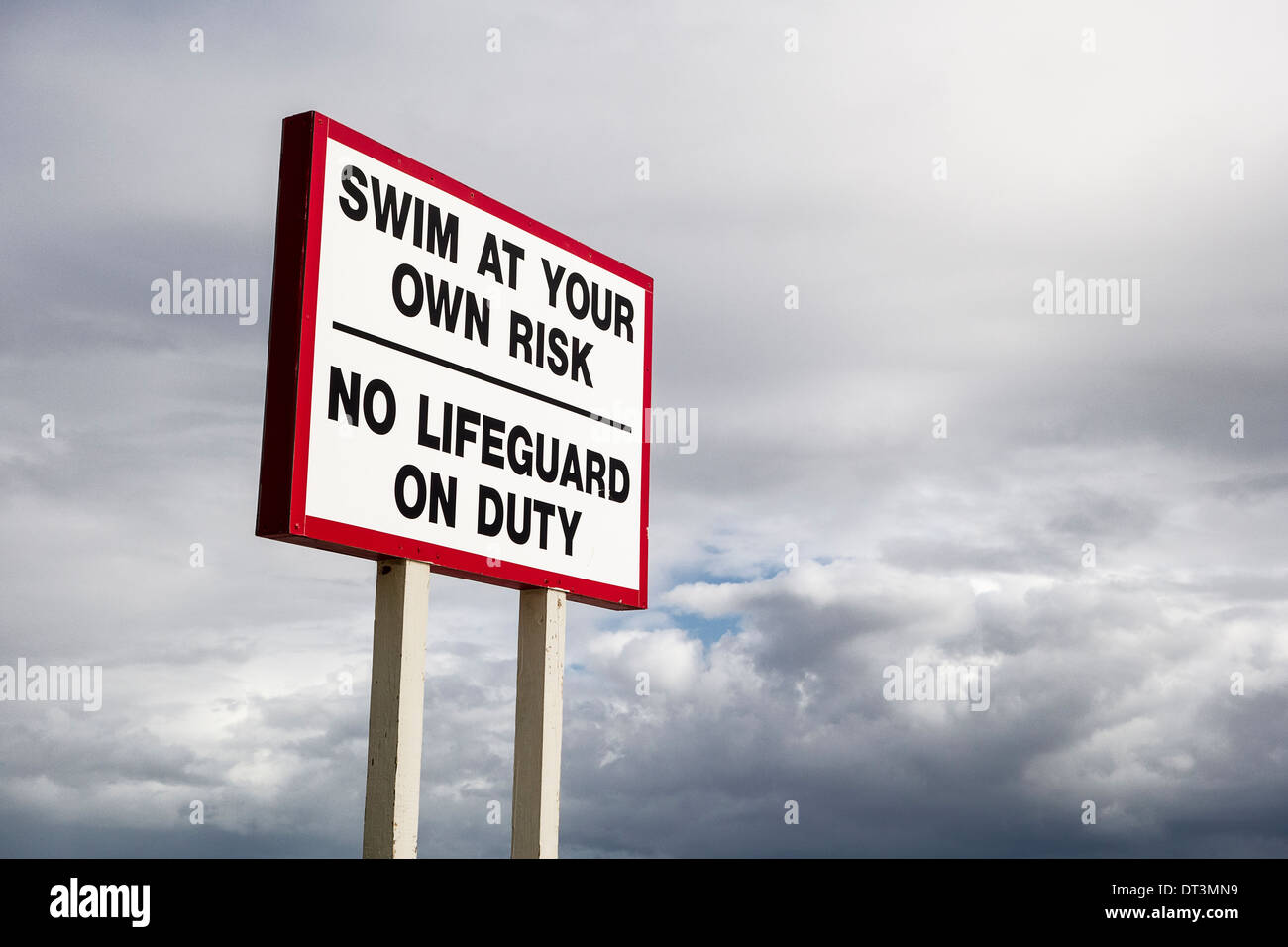 No Lifeguard On Duty Sign Stock Photo Alamy