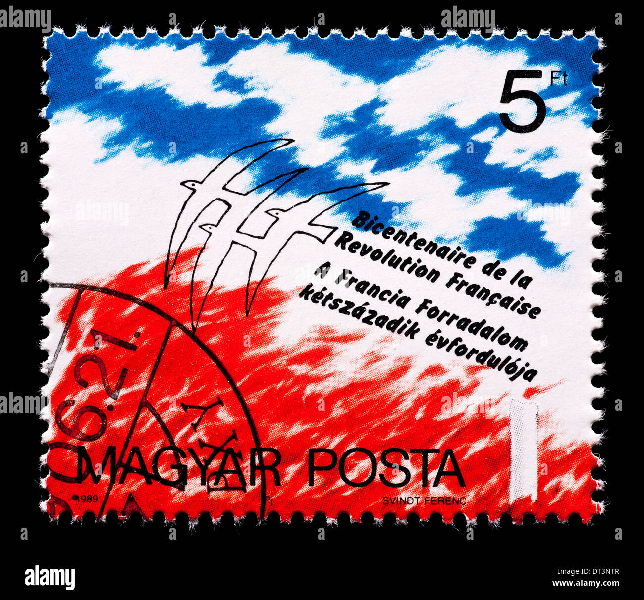 Postage stamp from Hungary issued for the bicentennial of the French