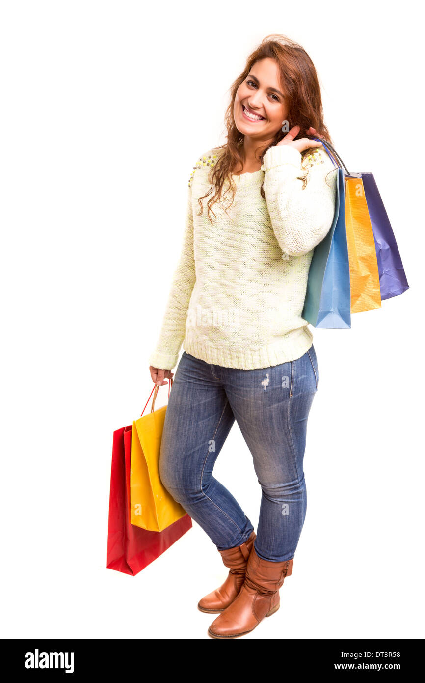 Happy beautiful woman with shopping bags Stock Photo - Alamy