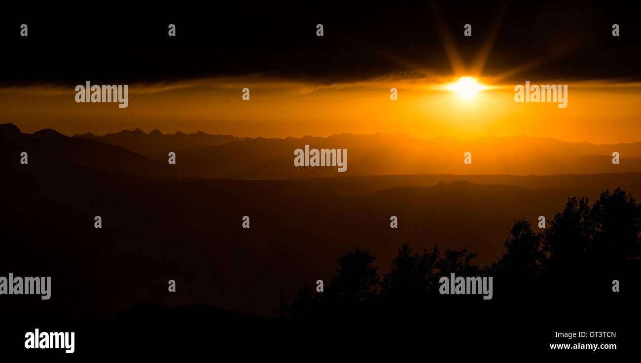 Sunset, Sierra Nevada Mountains, California Stock Photo