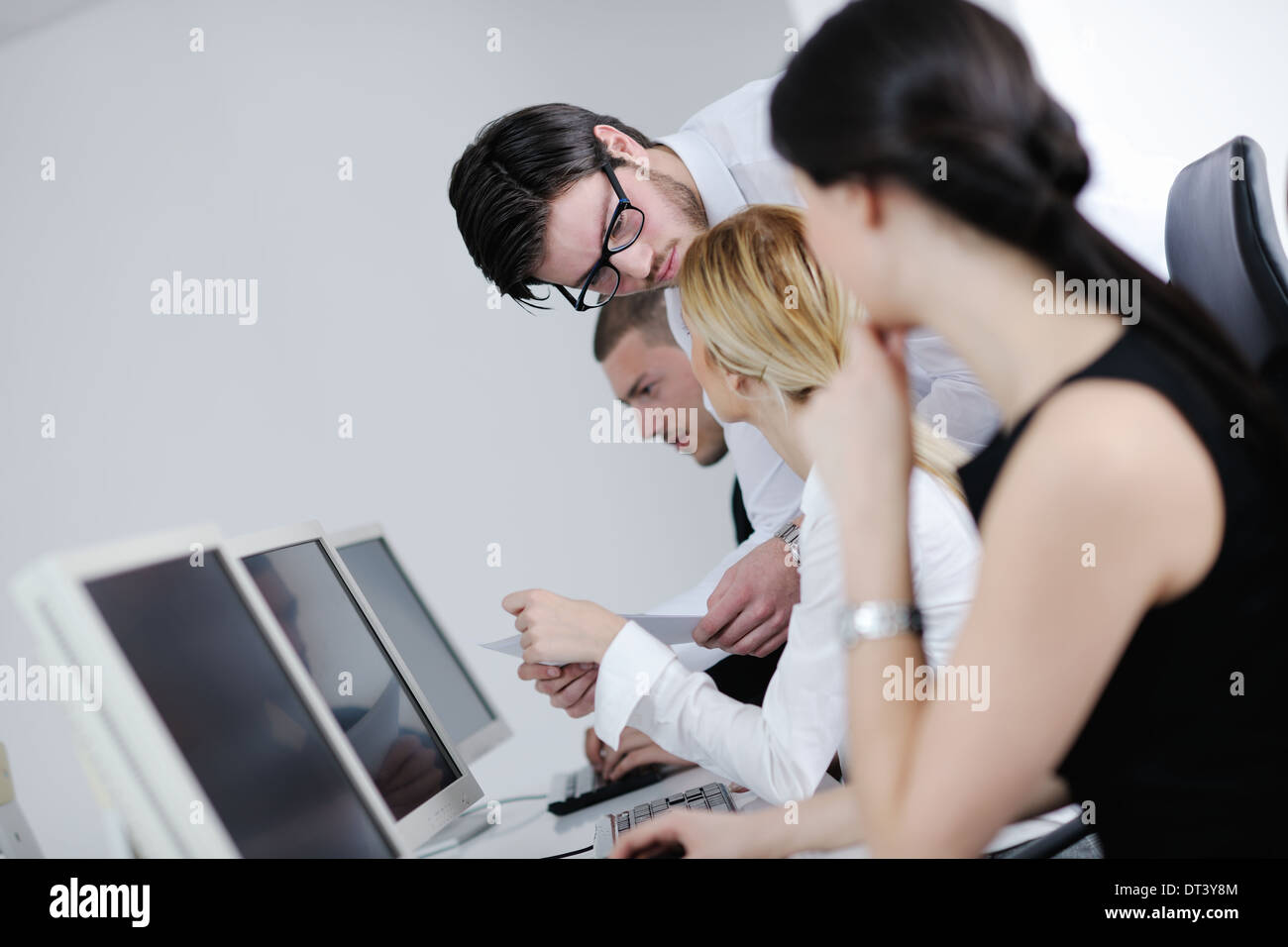 business people group working in customer and help desk office Stock