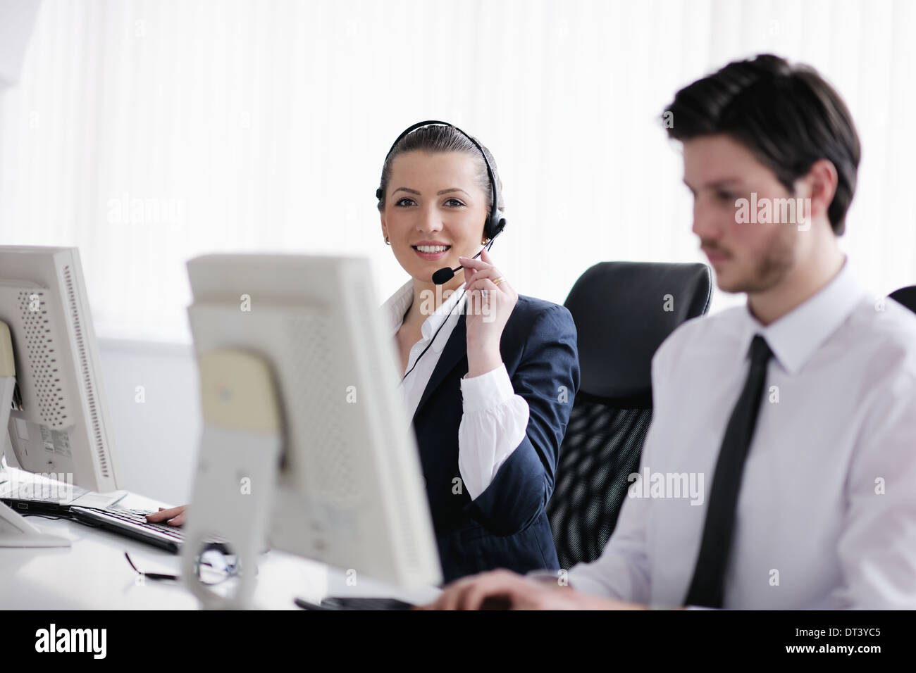 business people group working in customer and help desk office Stock Photo