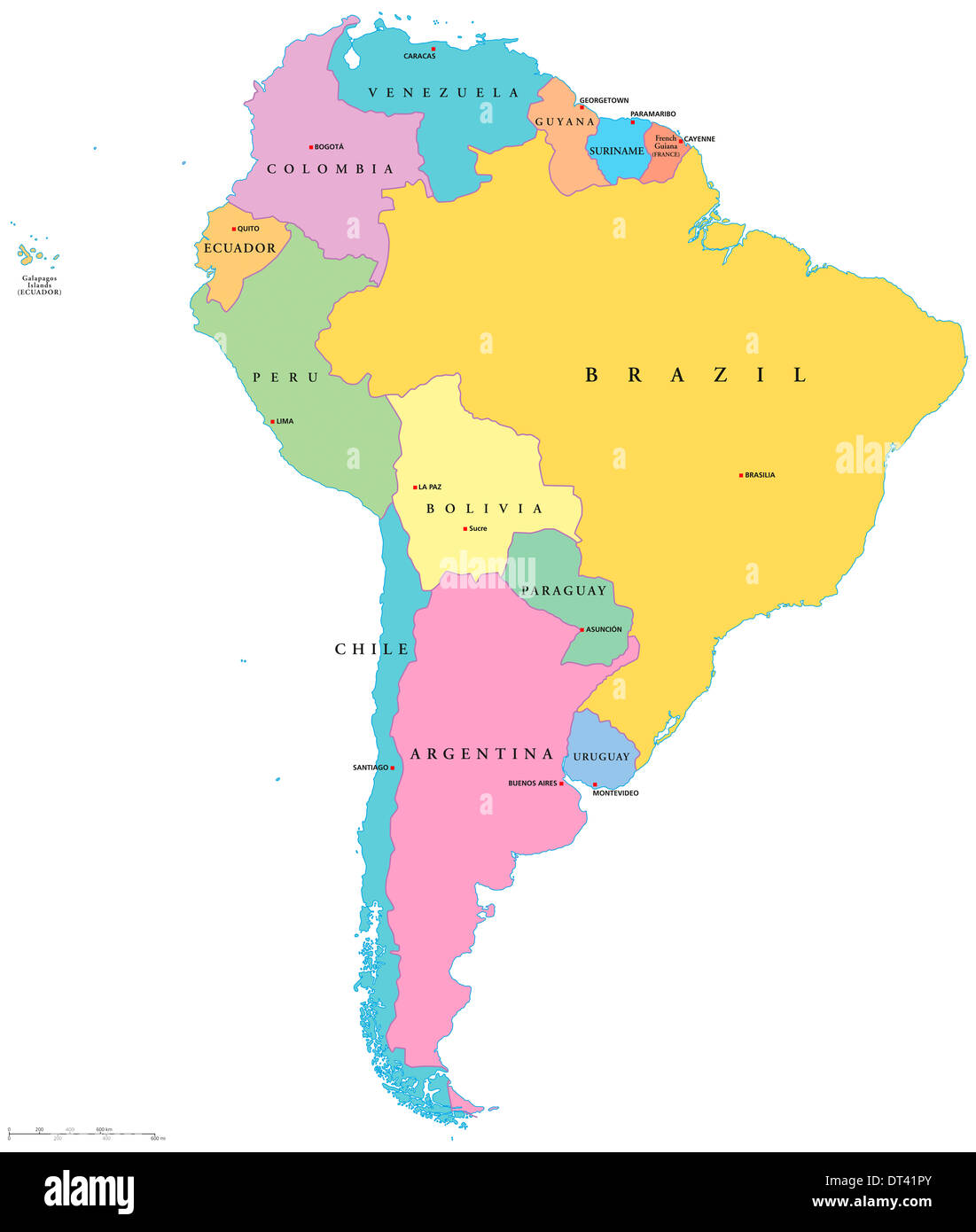 Labeled Latin America Political Map