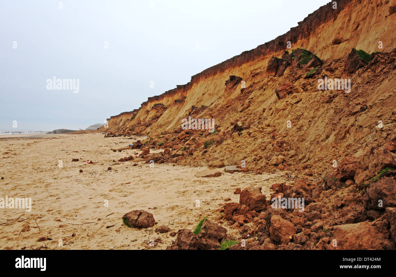 Erosion of cliffs following tidal surge at Happisburgh, Norfolk ...