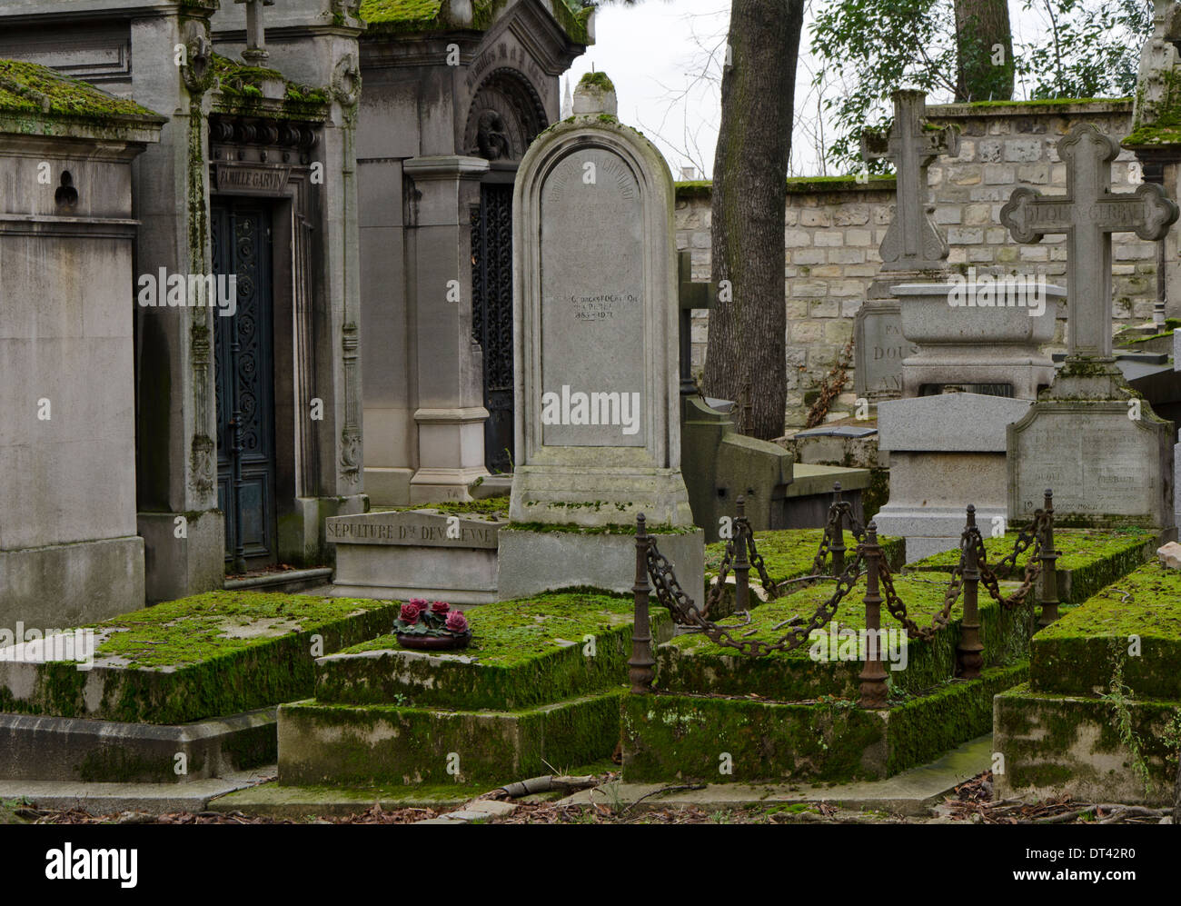 View of the Pere Lachaise, the largest Cemetery in Paris, France. Stock Photo
