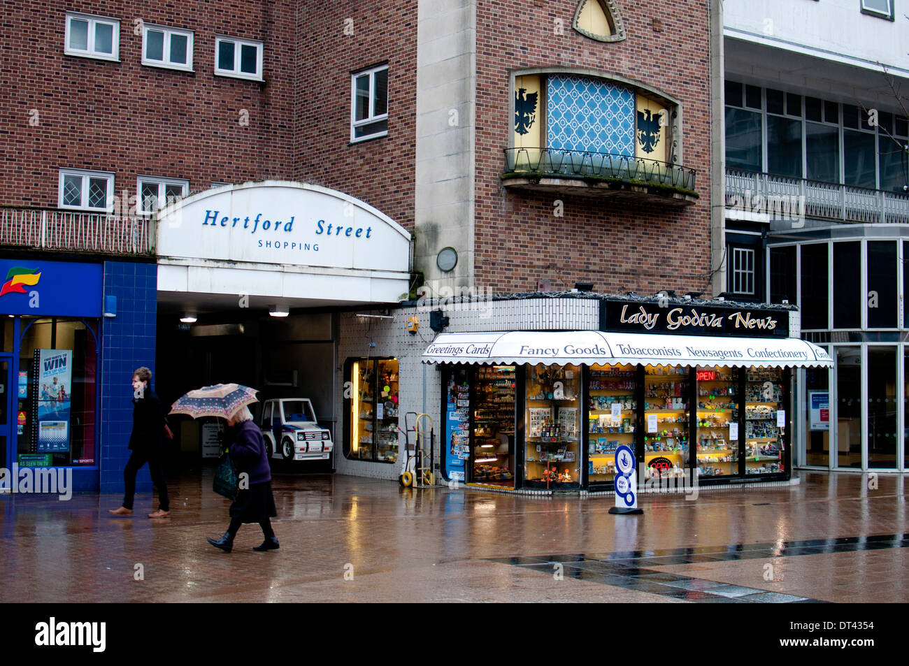 Broadgate in wet weather, Coventry, UK Stock Photo