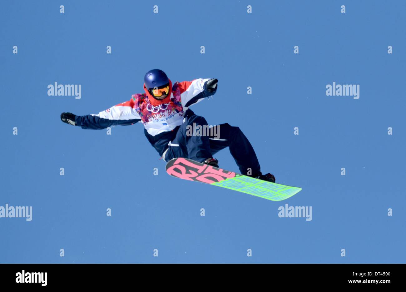 Sochi, Russia. 8th February 2014. Billy Morgan (GBR). Mens Slopestyle. Rosa Khutor Extreme Park. Sochi 2014 Winter Olympic games. Russia. Credit:  Sport In Pictures/Alamy Live News Stock Photo