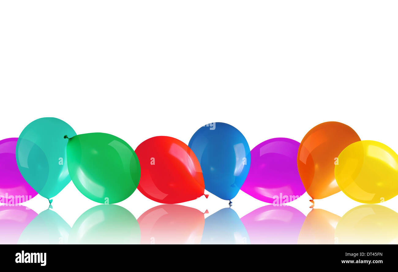 party colorful balloons isolated on white background Stock Photo - Alamy