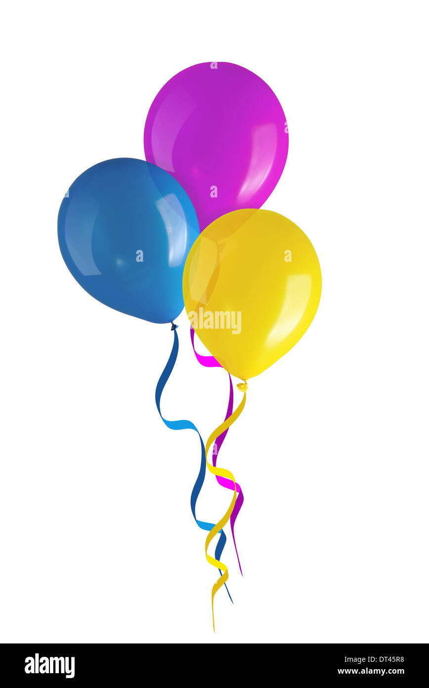 party colorful balloons isolated on white background Stock Photo - Alamy