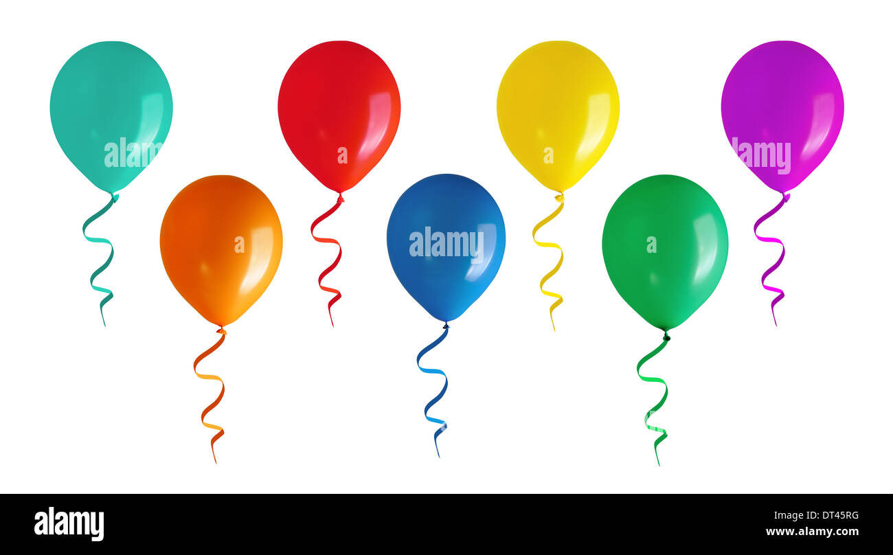 party colorful balloons isolated on white background Stock Photo - Alamy