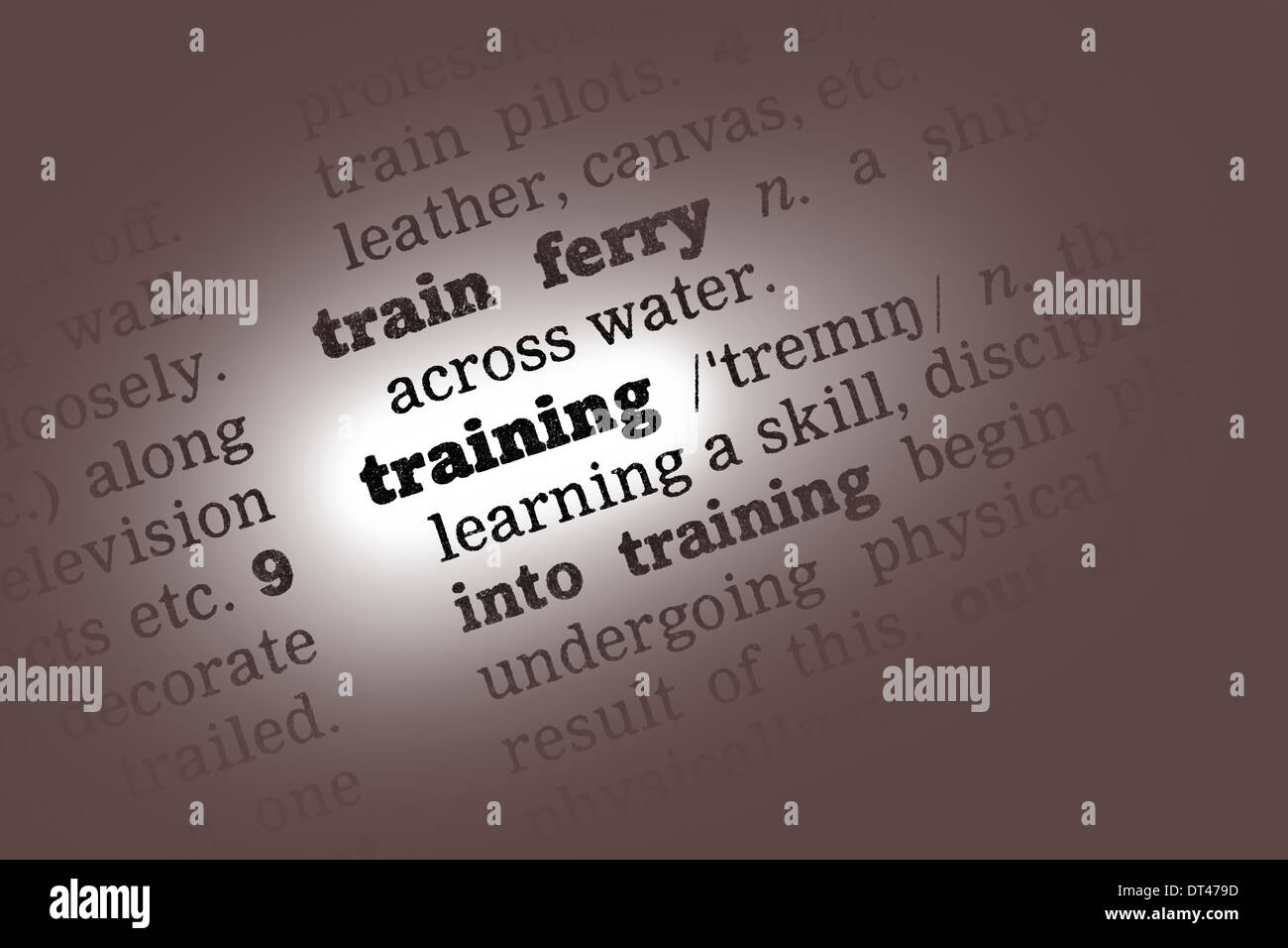 Training Dictionary Definition closeup black and white Stock Photo Alamy