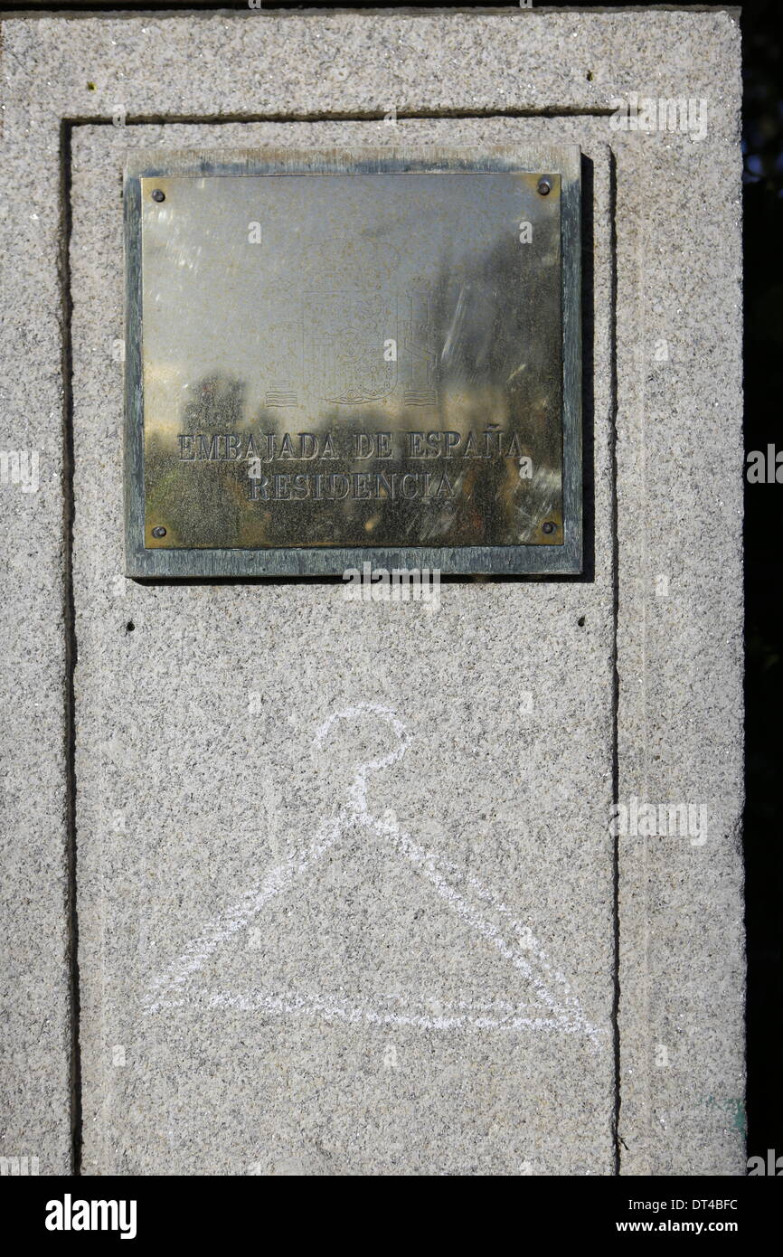 Dublin, Ireland. 8th February 2014. A coat hanger has been drawn in
