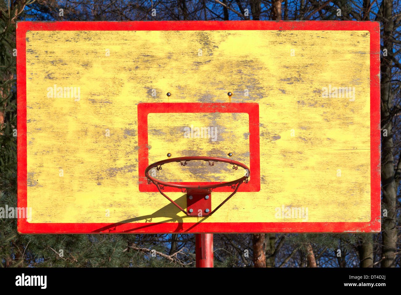 old basketball backboard and ring without grid Stock Photo Alamy